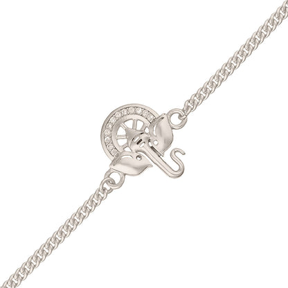 trueBrowns Silver Tone Ganesha Bracelet Rakhi