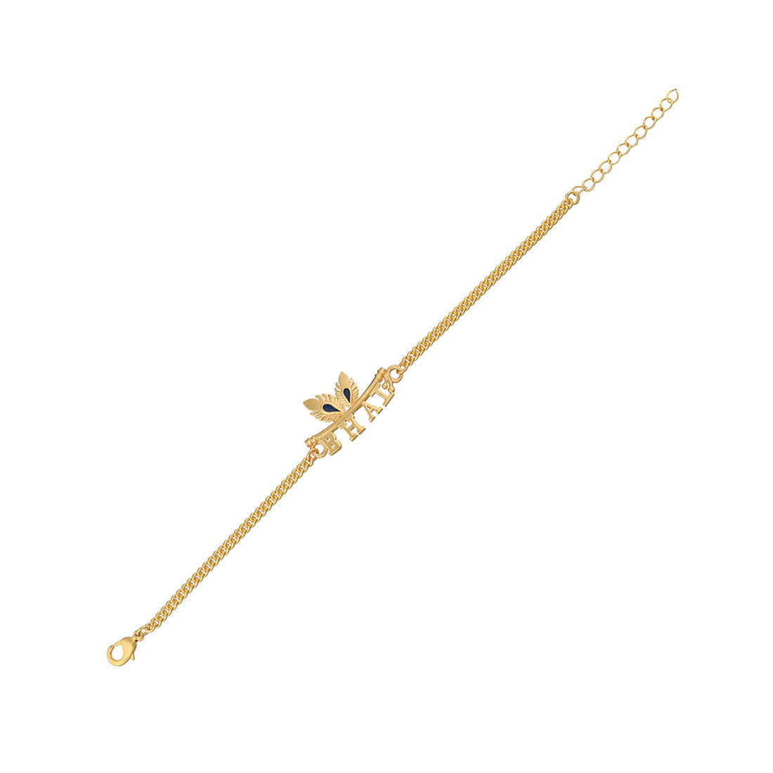 trueBrowns Peacock Feather Motif Gold Tone Bhai Rakhi