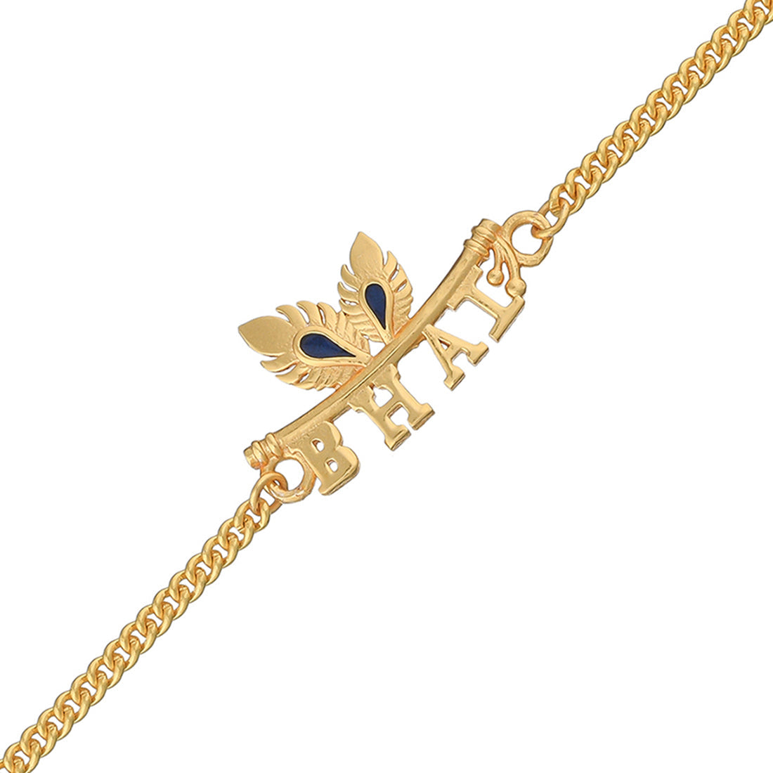 trueBrowns Peacock Feather Motif Gold Tone Bhai Rakhi