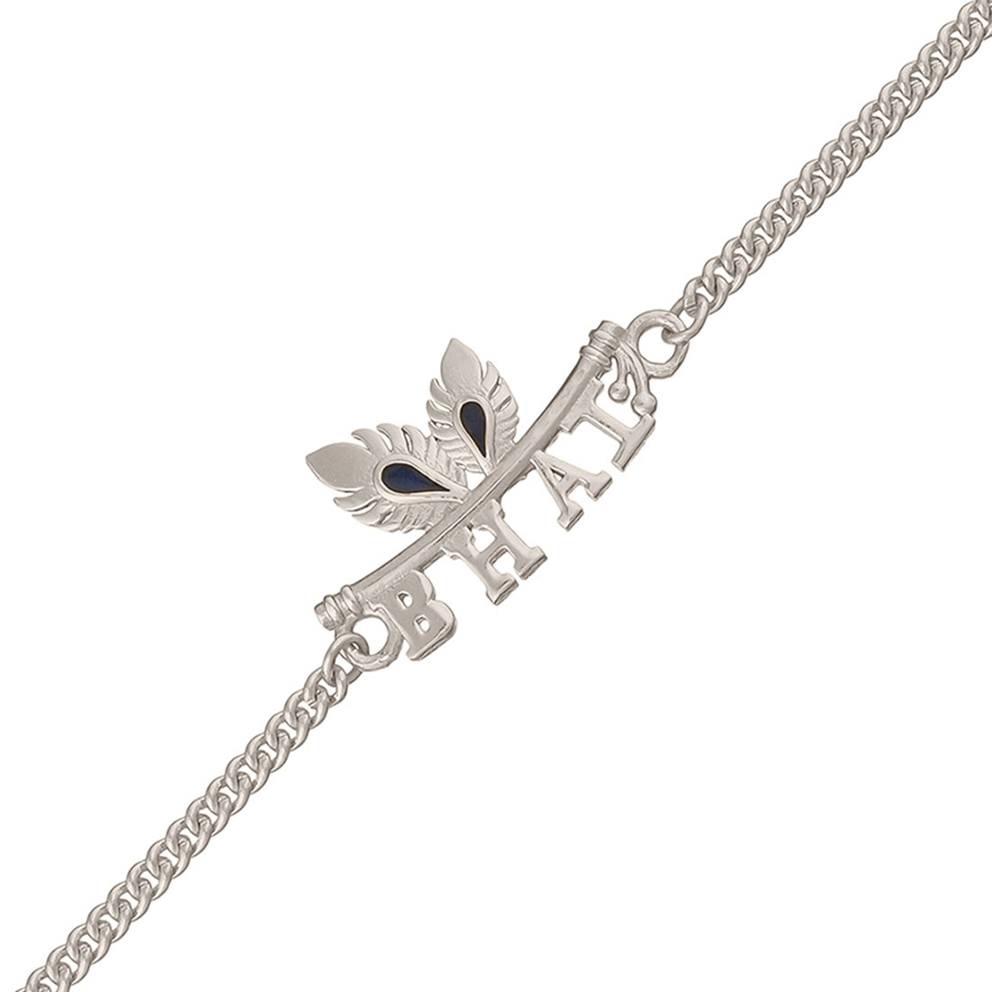 trueBrowns Peacock Feather Motif Silver Plated Bhai Bracelet Rakhi