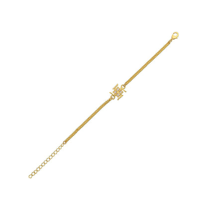 trueBrowns Auspicious Swastik Gold-Polished Bracelet Style Rakhi