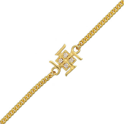 trueBrowns Auspicious Swastik Gold-Polished Bracelet Style Rakhi
