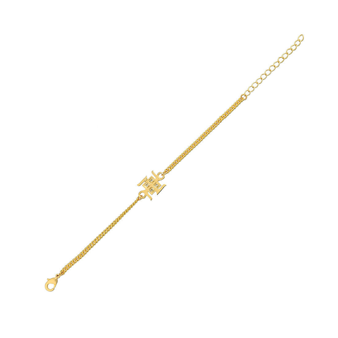 trueBrowns Auspicious Swastik Gold-Polished Bracelet Style Rakhi