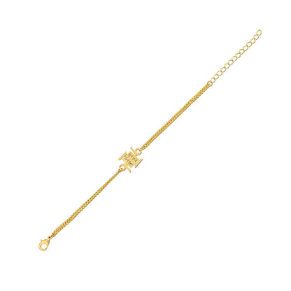 trueBrowns Auspicious Swastik Gold-Polished Bracelet Style Rakhi
