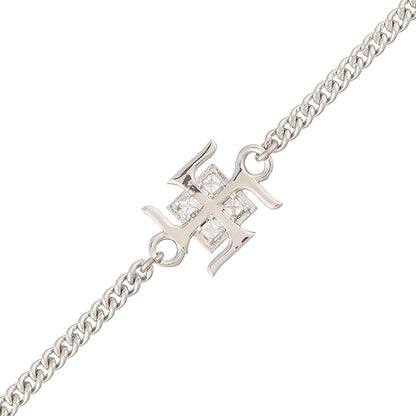 trueBrowns Auspicious Swastik Motif Silver Tone Bracelet Rakhi