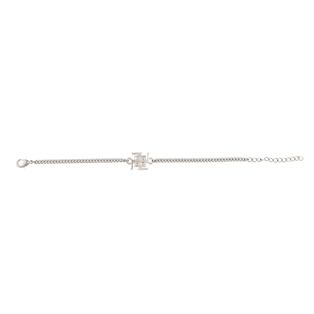 trueBrowns Auspicious Swastik Motif Silver Tone Bracelet Rakhi
