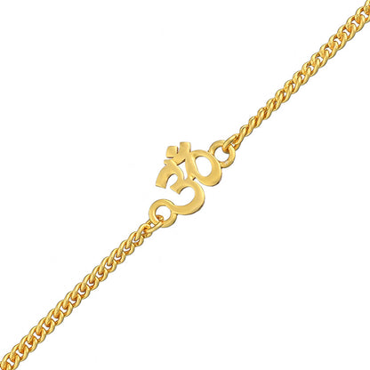 trueBrowns Auspicious Gold Tone Brass Om Bracelet Style Rakhi