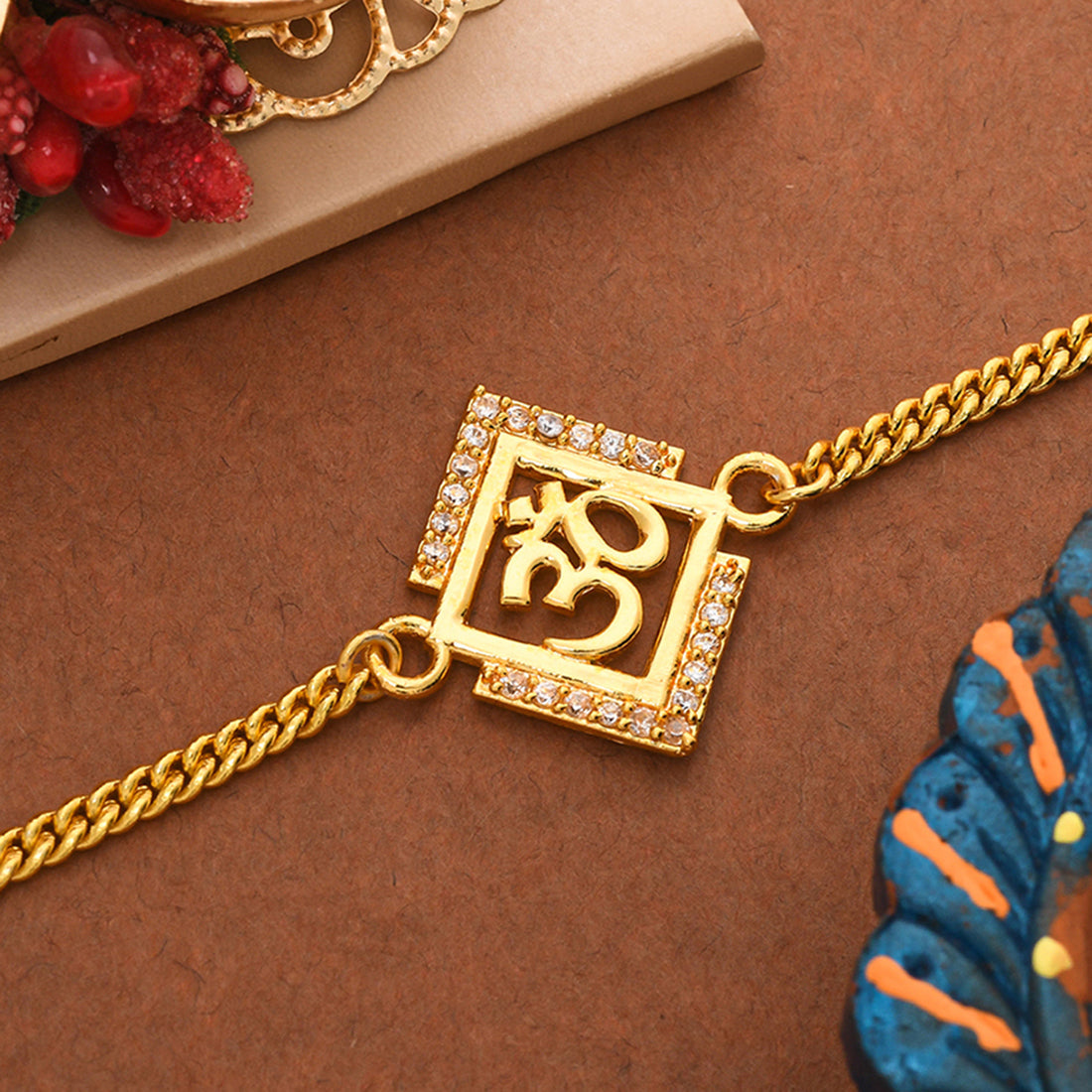 trueBrowns Gold Tone Auspicious OM Bracelet Rakhi