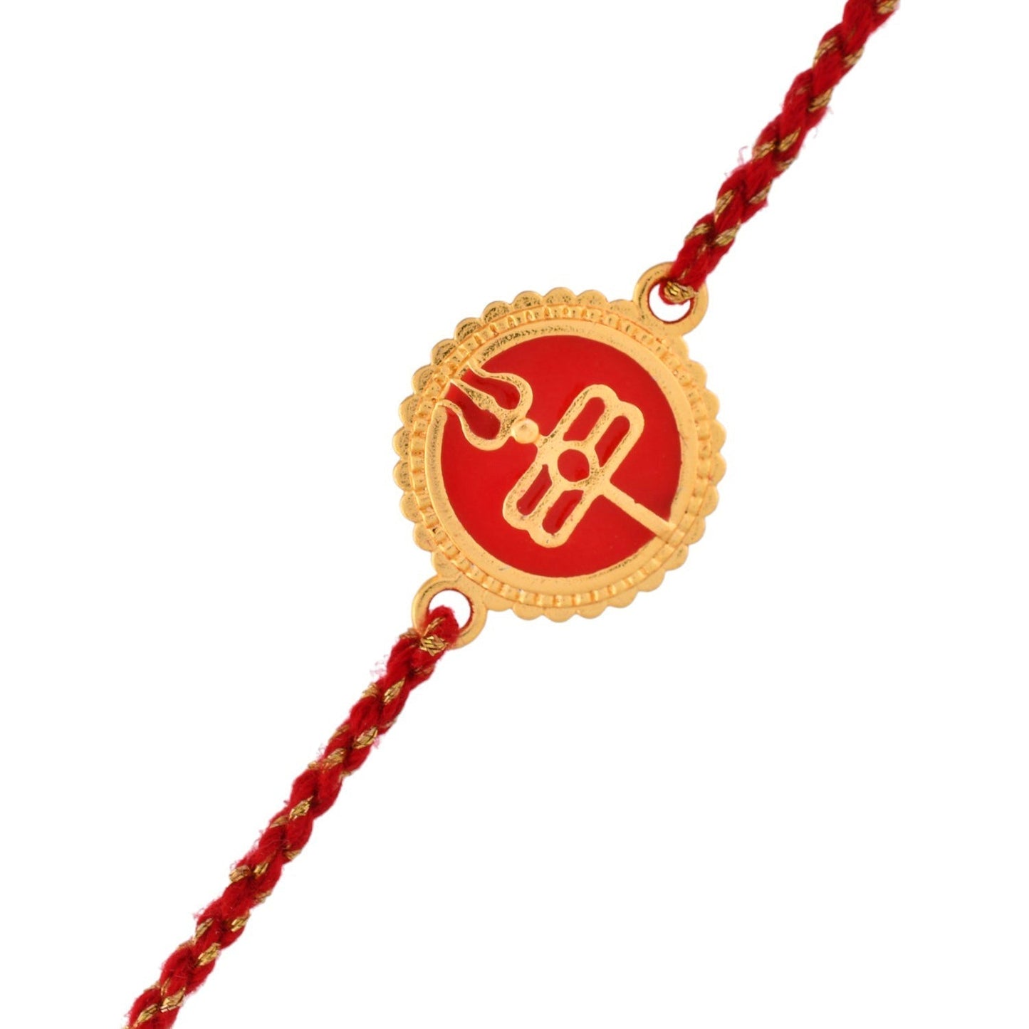 trueBrowns X Voylla Red Enamel And Gold Rudra-Tilaka Rakhi For Brother