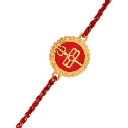 trueBrowns X Voylla Red Enamel And Gold Rudra-Tilaka Rakhi For Brother