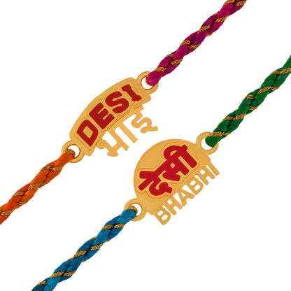 trueBrowns X Voylla Desi Bhai-Bhabhi Multi Color Thread Lumba Rakhi Combo For Bhaiya Bhabhi