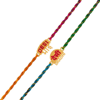 trueBrowns X Voylla Desi Bhai-Bhabhi Multi Color Thread Lumba Rakhi Combo For Bhaiya Bhabhi