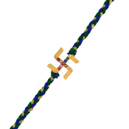 trueBrowns X Voylla Gold Navratan Swastik Rakhi For Brother
