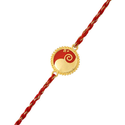 trueBrowns Gold Tone Sterling Silver Stylized Ganesha Rakhi