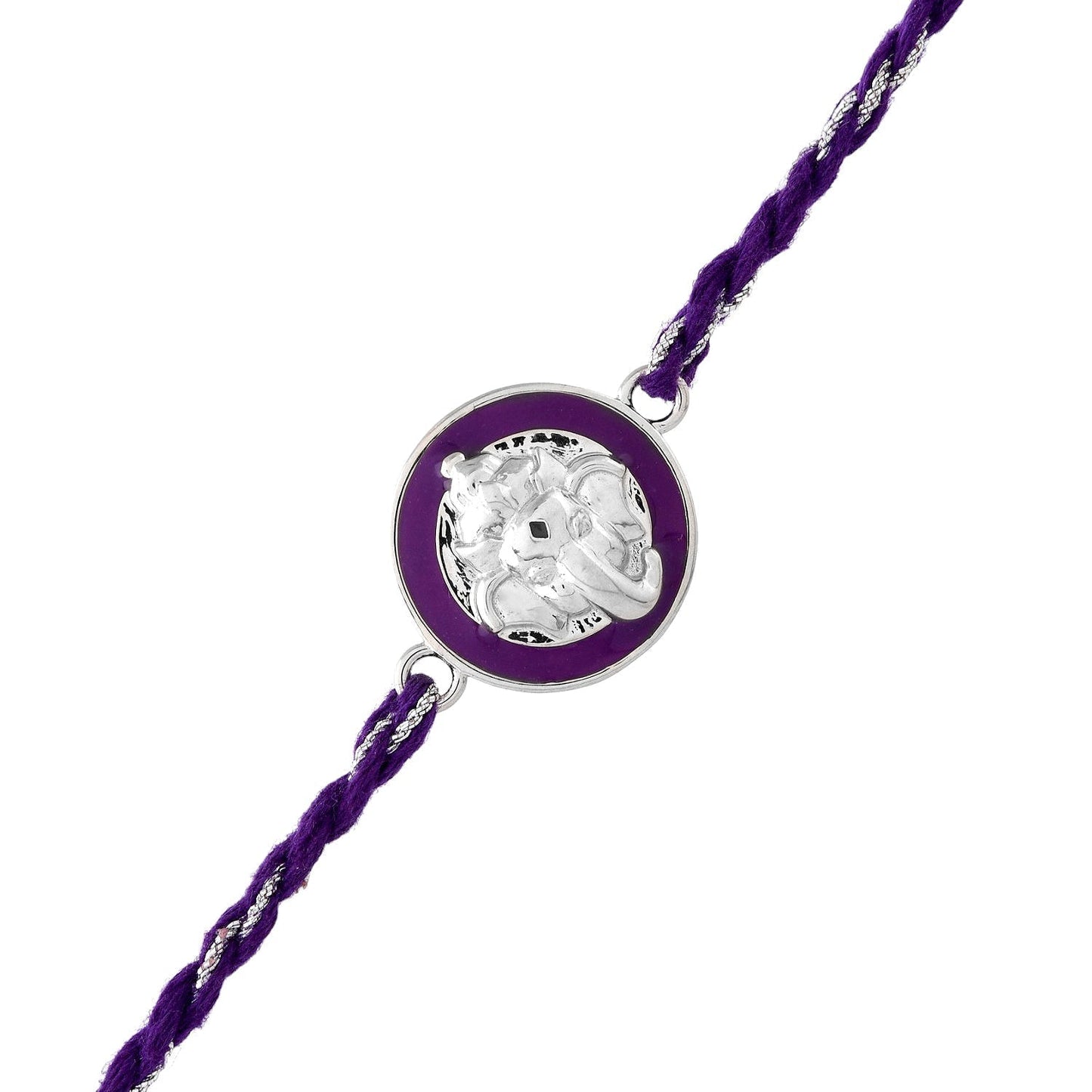 trueBrowns Sterling Silver Purple Ganesha Rakhi
