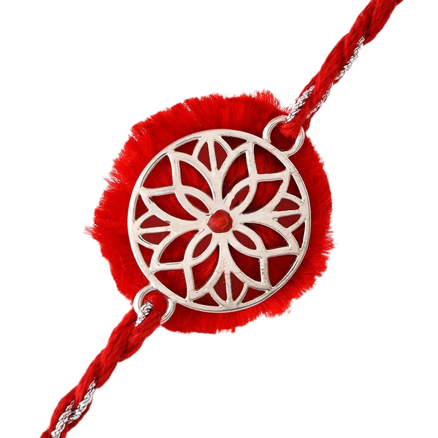 trueBrowns X Voylla Sterling Silver Filigree Red Rakhi