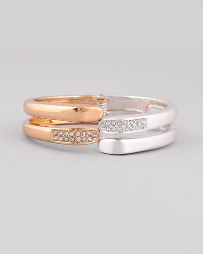 VOJ Women Stainless Steel Gold And Silver Polished Dimond Bracelet