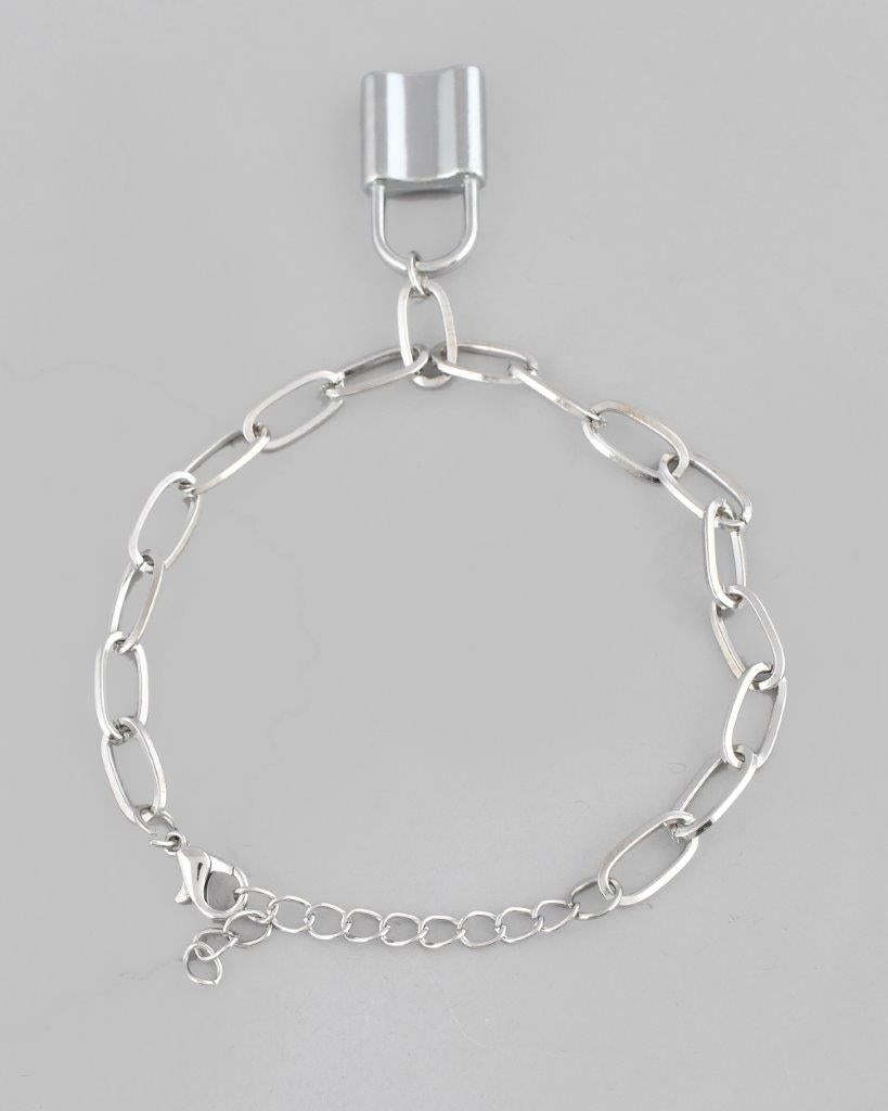 VOJ Mens Silver Plated Lock Bracelet