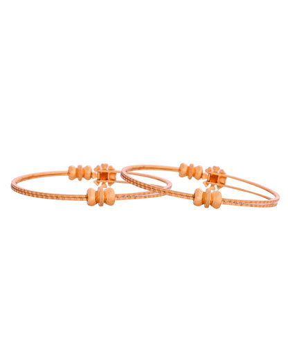 VOJ Set Of 2 Gold Polished Red Stone-Studded Bangles