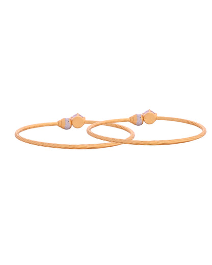 VOJ Set Of 2 Gold Polished Stone-Studded Bangles