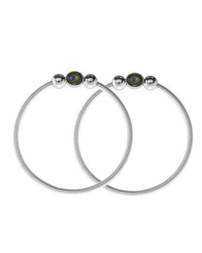 VOJ Set of 2 Silver Plated Elasticated Evil Eye Anklet