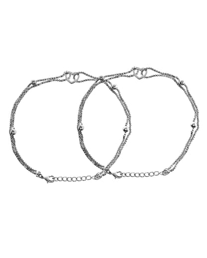 VOJ Set of 2 Stainless Steel Handcrafted Anklet