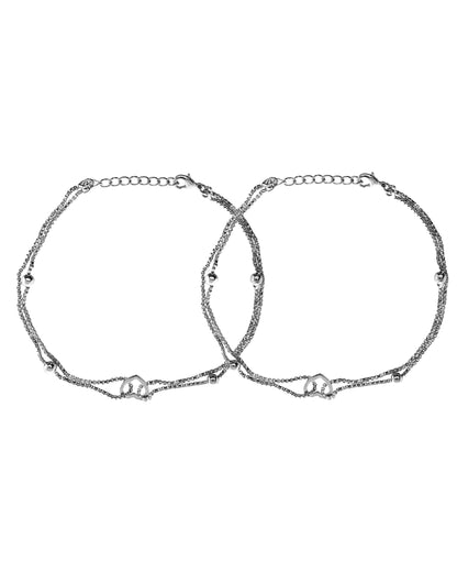 VOJ Set of 2 Stainless Steel Handcrafted Anklet