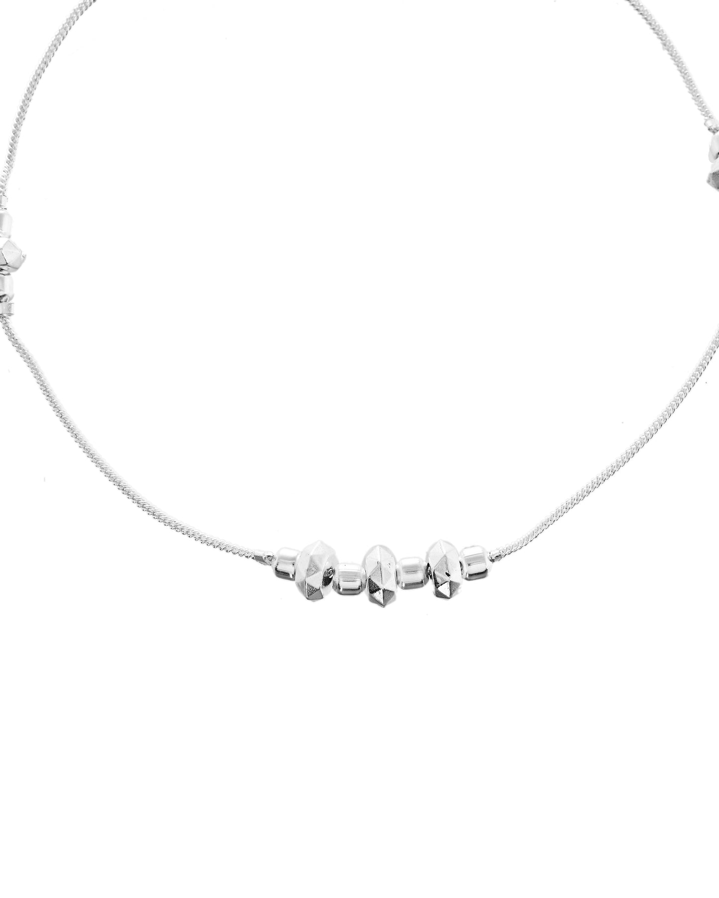 VOJ Set of 2 Silver Tone Handcrafted Stainless Steel Anklet