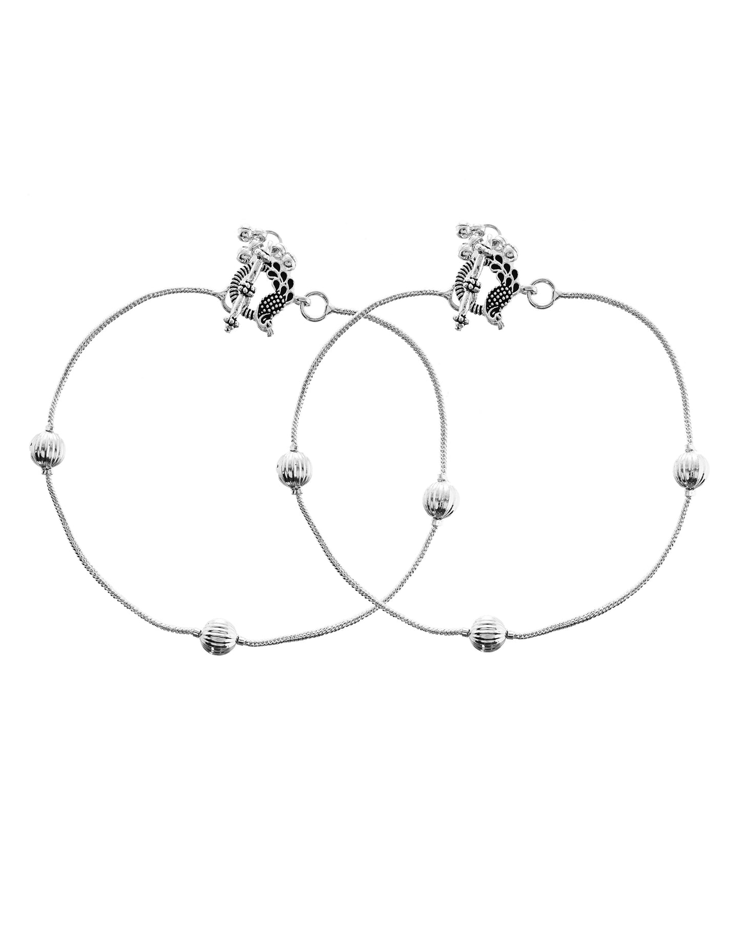 VOJ Set of 2 Stainless Steel Designer Anklet