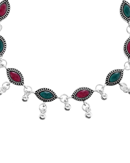 VOJ Set of 2 Stone Studded Designer Anklet
