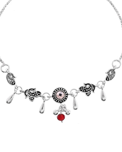 VOJ Set of 2 Silver Toned Fish Designed Anklet