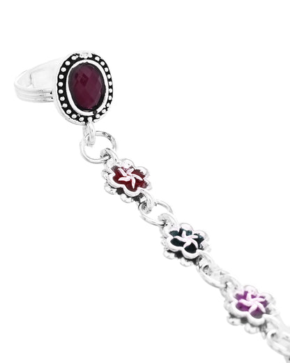 VOJ Set of 2 Floral Designer Meenakari Anklet with Toe Ring