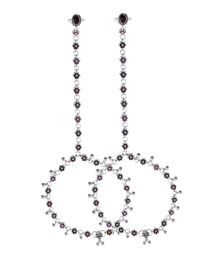 VOJ Set of 2 Floral Designer Meenakari Anklet with Toe Ring
