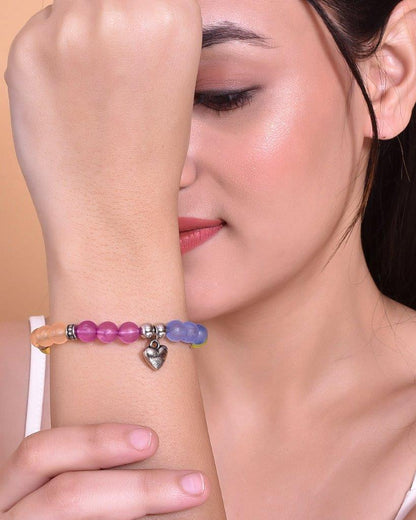 VOJ Multi Colour Beaded Elasticated Bracelet
