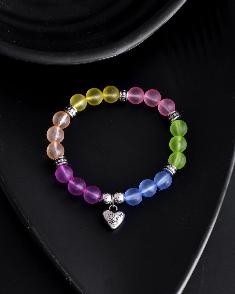 VOJ Multi Colour Beaded Elasticated Bracelet