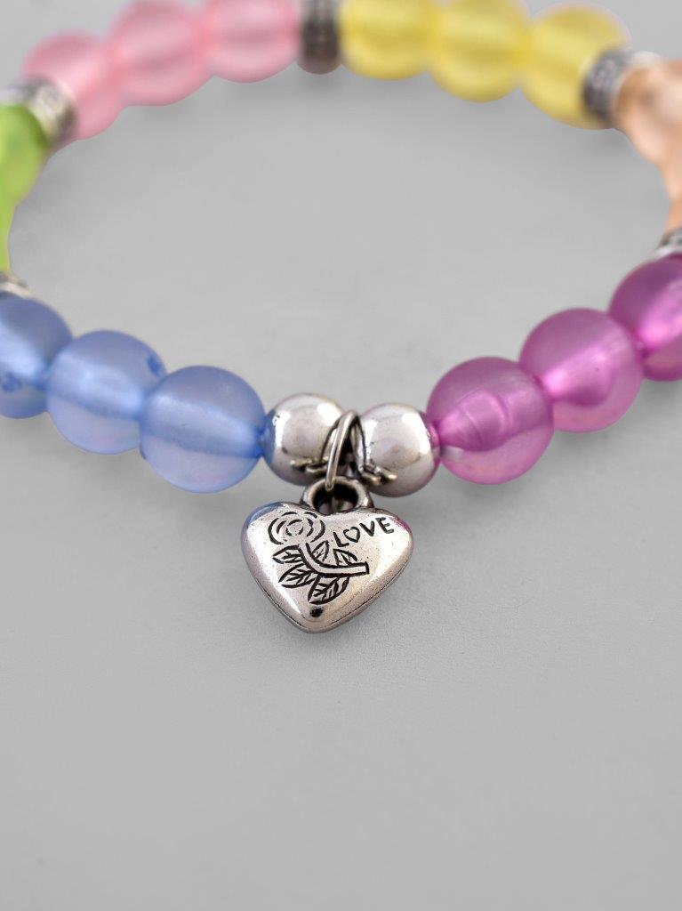VOJ Multi Colour Beaded Elasticated Bracelet