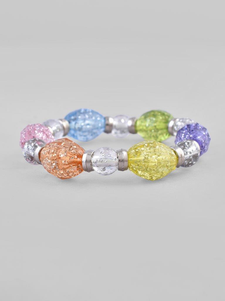 VOJ Multi Colour Beaded Elasticated Bracelet