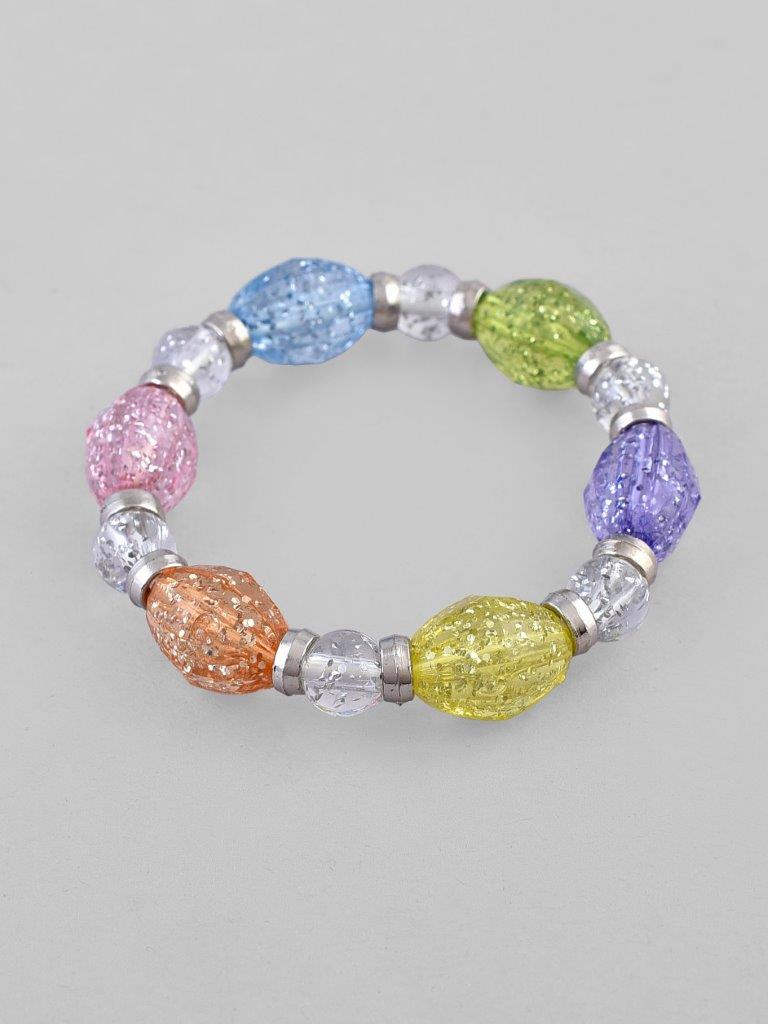 VOJ Multi Colour Beaded Elasticated Bracelet
