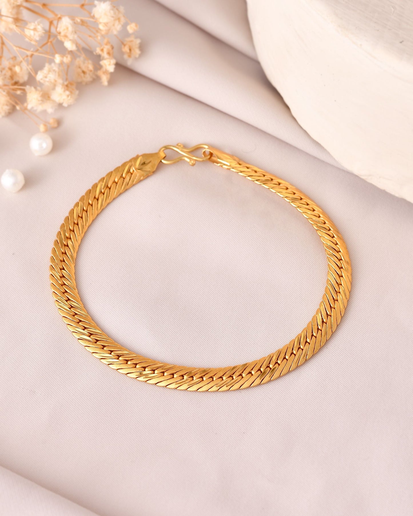 VOJ Men Stainless Steel Gold Polished Handcrafted Bracelet