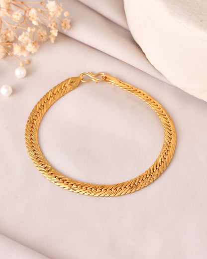VOJ Men Stainless Steel Gold Polished Handcrafted Bracelet