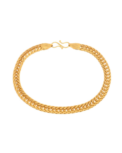 VOJ Men Gold Polished Stainless Steel Linked Bracelet