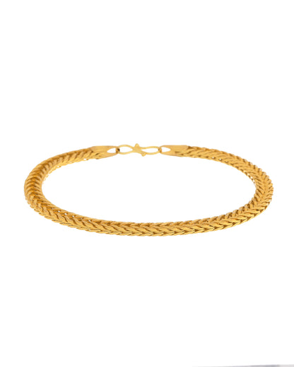 VOJ Men Gold Polished Stainless Steel Linked Bracelet
