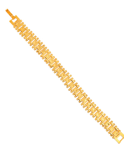 VOJ Gold Polished Handcrafted Stainless Steel Linked Bracelet For Men