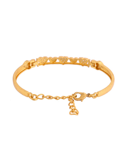 VOJ Women Gold Polished Heart Shaped Stone Studded Link Bracelet