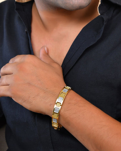 VOJ Men Dual Toned Stylish Stainless Steel Bracelet