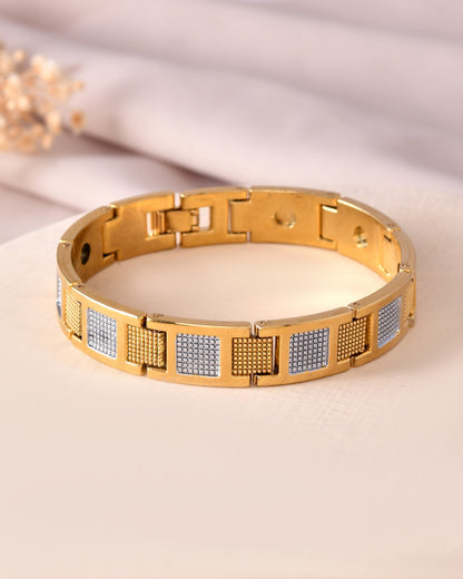 VOJ Men Dual Toned Stylish Stainless Steel Bracelet
