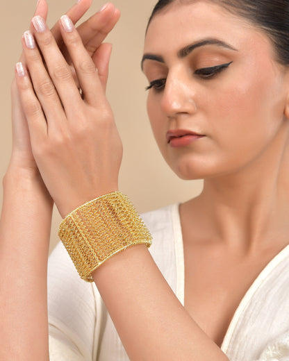 VOJ Gold Polished Anti Tarnished Cuff Bracelet For Women