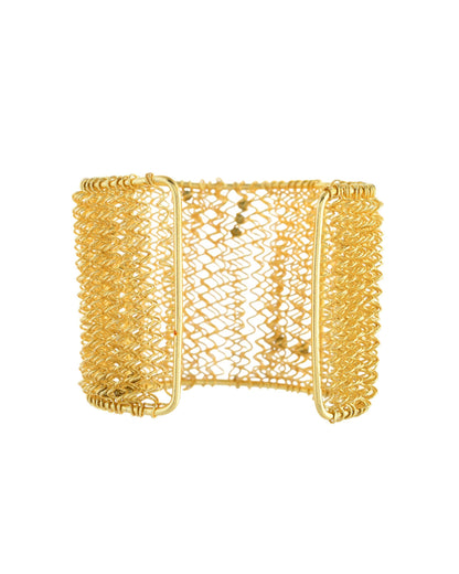 VOJ Gold Polished Anti Tarnished Cuff Bracelet For Women