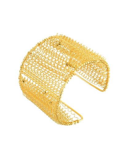 VOJ Gold Polished Anti Tarnished Cuff Bracelet For Women