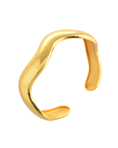VOJ Gold Polished Anti Tarnished Twisted Cuff Bracelet For Women